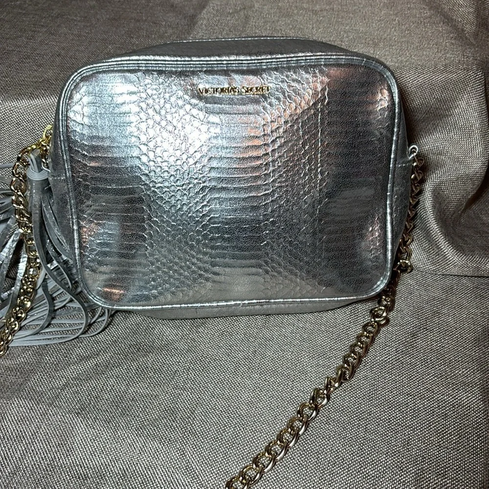 Victoria's Secret Fashion Show Silver Snakeskin Crossbody NWOT